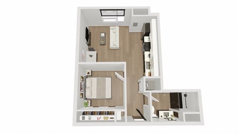 Floor plan for 1 bed, 1 bath, 612 sqft